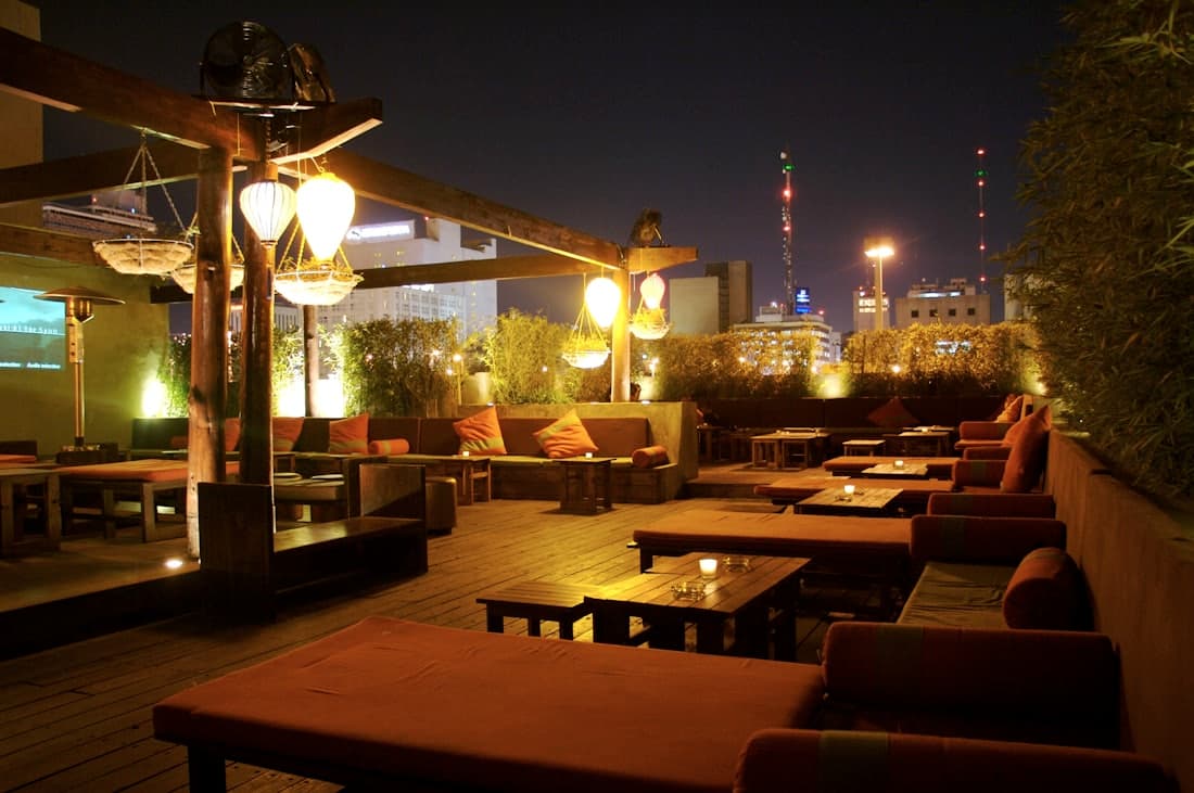 Night Seating Under Cool Lights